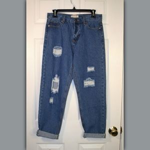 Anthropologie High Waist Distressed Mom Jeans